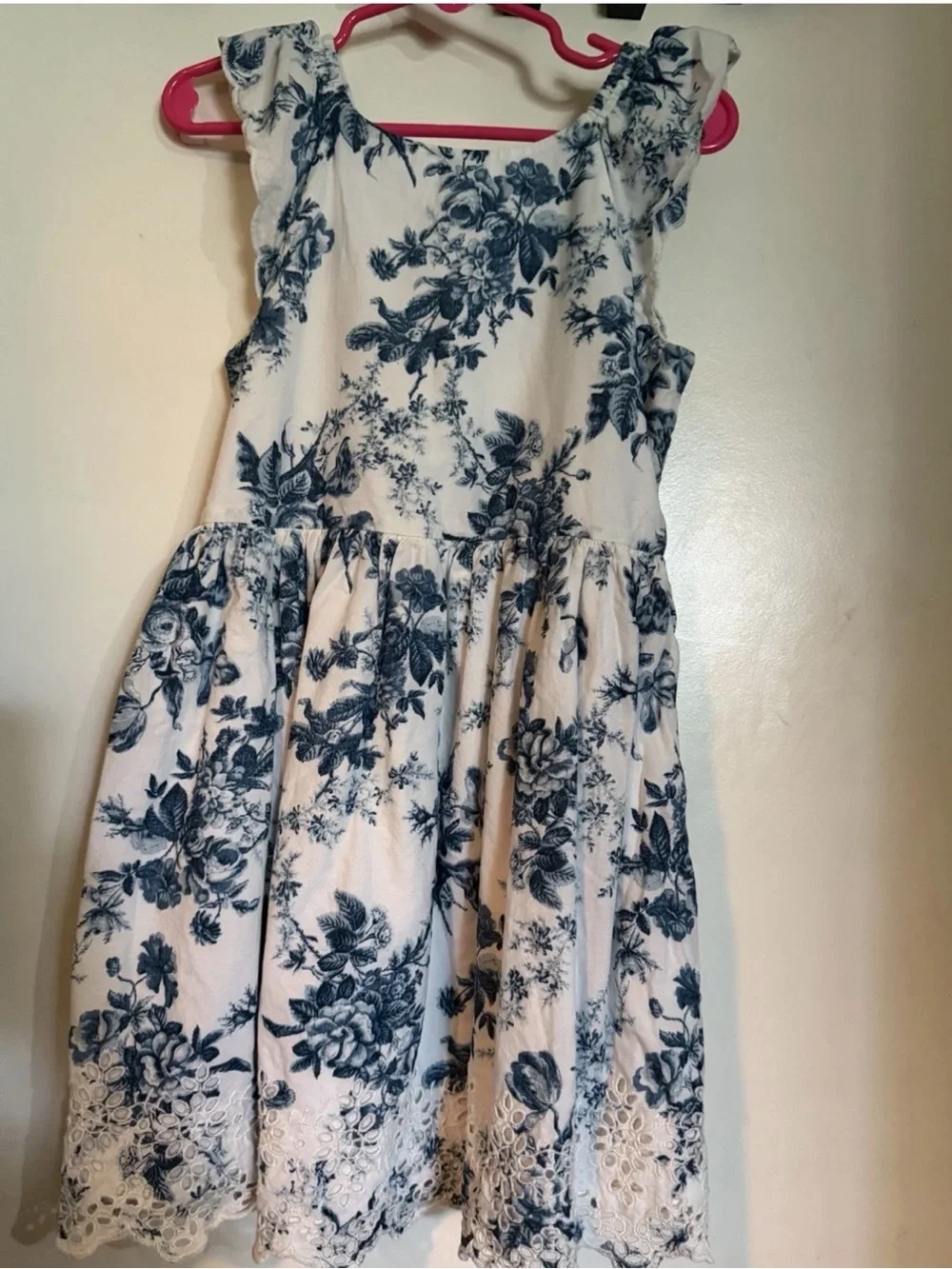 GAP White Dress with Navy Floral Print